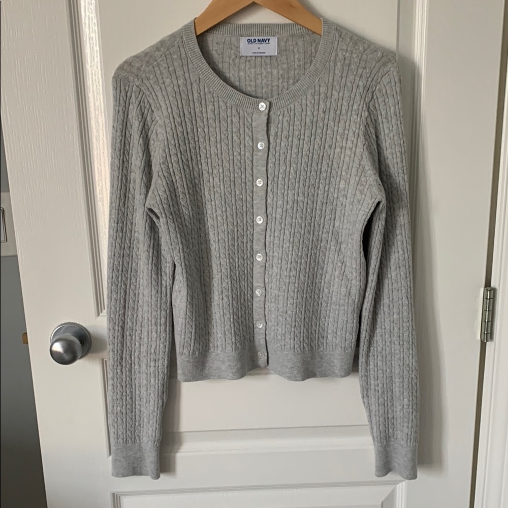Cotton blend ribbed cardigan medium
